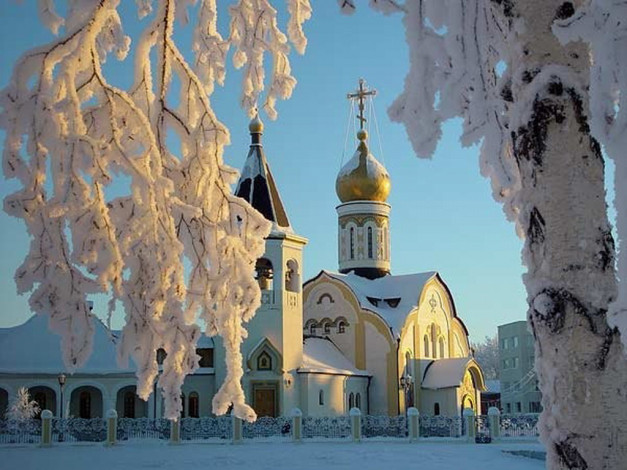 Обои картинки фото зима, города, православные, церкви, монастыри