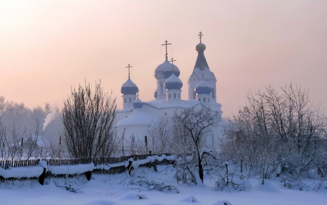 Обои картинки фото города, православные, церкви, монастыри, снег, зима