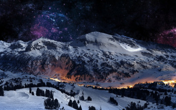 Картинка природа горы снег деревья