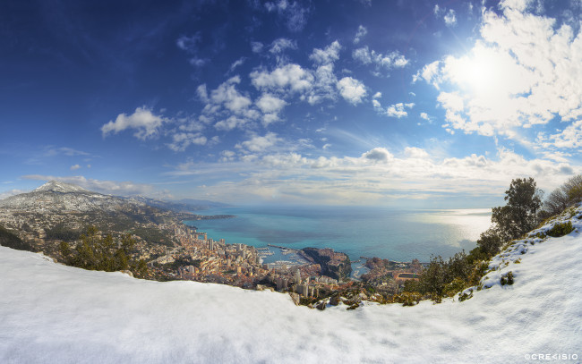 Обои картинки фото monaco, города, монте, карло, монако, панорама, зима