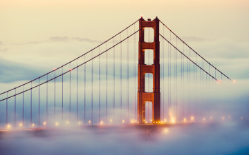 Картинка города -+мосты туман мост огни
