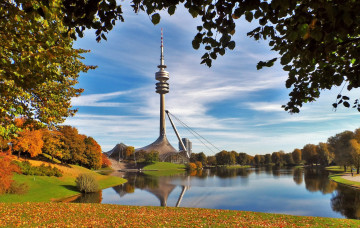 Картинка munchen города мюнхен+ германия река башня