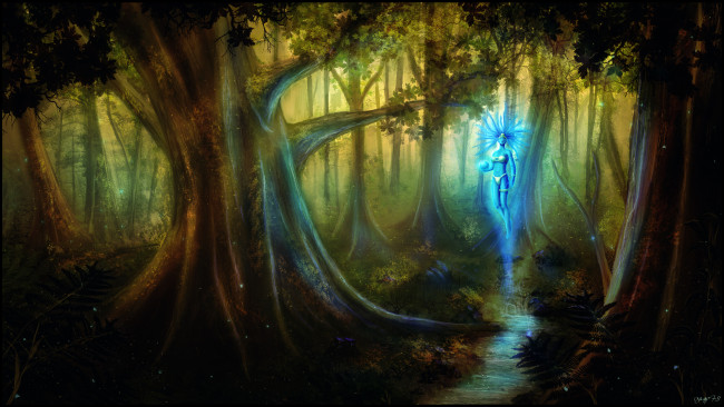 Обои картинки фото фэнтези, призраки, магия, мир, иной, лес, волшебный, дух
