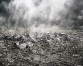 Картинка природа камни +минералы трава туман
