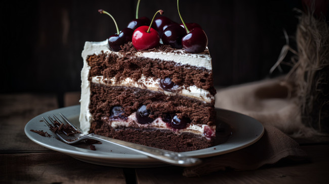 Обои картинки фото еда, торты, шоколадный, торт, вишни