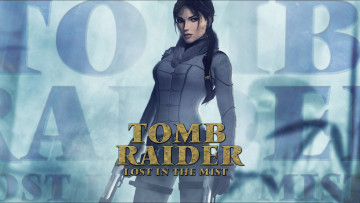 обоя видео игры, tomb raider 2013, девушка, униформа, пистолет, взгляд, фон