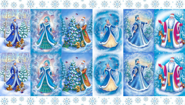 Обои картинки фото праздничные, векторная графика , новый год, настроение, зима, арт, открытка, праздник, снежинка, дед, мороз, детская, снегурочка, новый, год