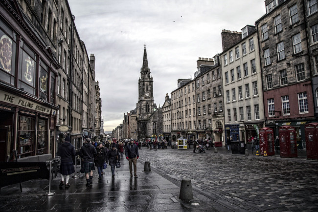 Обои картинки фото города, эдинбург , шотландия, фото, черно-белое