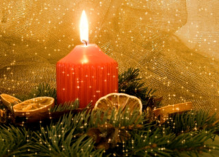 Картинка праздничные новогодние свечи огонь елка лимон