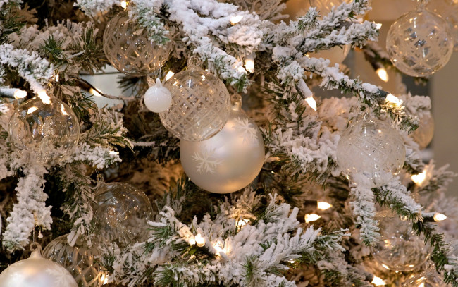 Обои картинки фото праздничные, Ёлки, шары, елка, снег