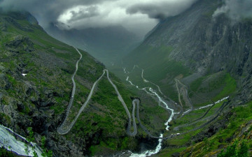 Картинка горная дорога природа горы река серпантин