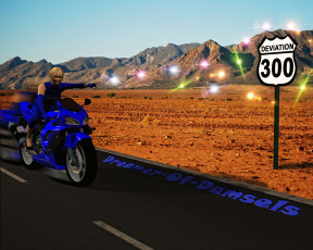 Картинка мотоциклы 3d девушка взгляд фон мотоцикл трасса знак