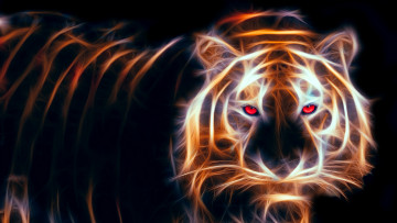Картинка 3д+графика животные+ animals фон взгляд тигр