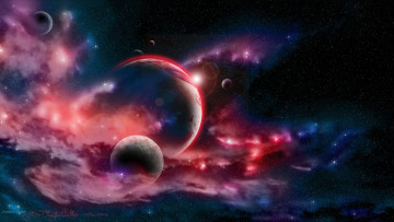 Картинка космос арт туманность планеты звезды