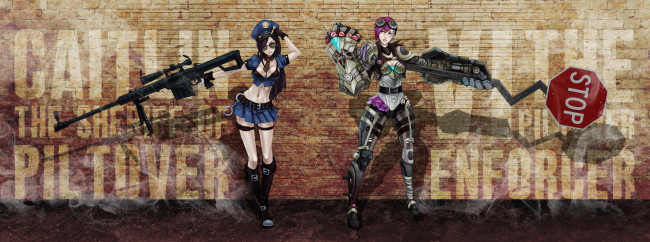 Обои картинки фото рисованное, комиксы, девушки, фон, взгляд, униформа, оружие