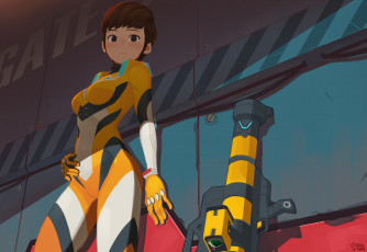 Картинка аниме оружие +техника +технологии девушка