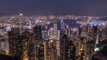 обоя hongkong, города, гонконг , китай, небоскребы, панорама