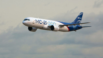 Картинка mc-21-300 авиация пассажирские+самолёты среднемагистральный пассажирский самолет узкофюзеляжный иркут окб имени яковлева
