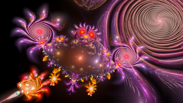 Картинка 3д графика fractal фракталы цвета изгибы линии фон узор