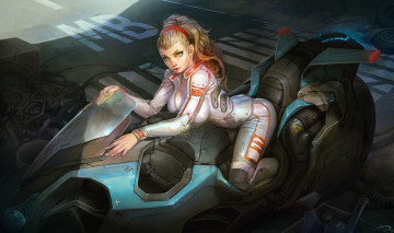 Картинка фэнтези девушки superbike мотоцикл скоростной будущее девушка