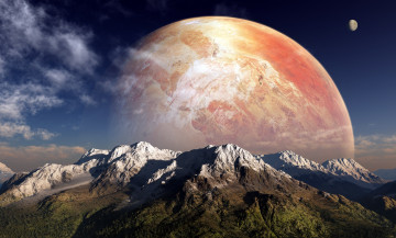 Картинка 3д+графика атмосфера настроение+ atmosphere+ +mood+ планета горы поверхность