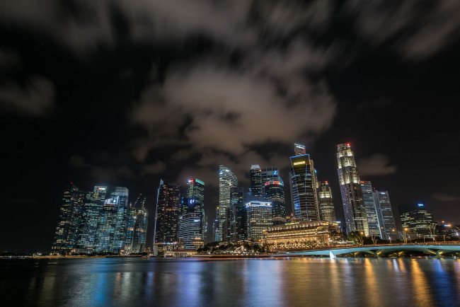 Обои картинки фото marina bay,  singapore, города, сингапур , сингапур, ночь, побережье