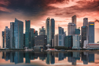 Картинка singapore города сингапур+ сингапур панорама огни ночь