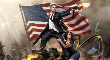 Картинка юмор+и+приколы оружие бой американцы крокодил секретарша клинтон флаг чемоданчик