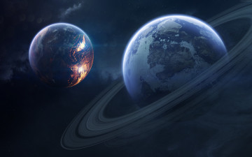 Картинка космос арт планеты сатурн свет пространство вселенная звёзды туманность галактика