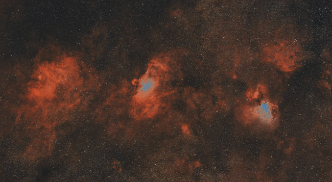Обои картинки фото космос, галактики, туманности, m16, ngc, 6604, m18, m17