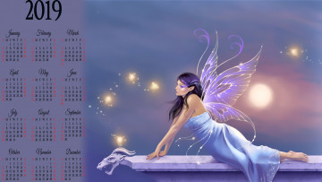 обоя календари, фэнтези, девушка, крылья