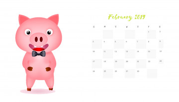 Картинка календари рисованные +векторная+графика галстук поросенок свинья