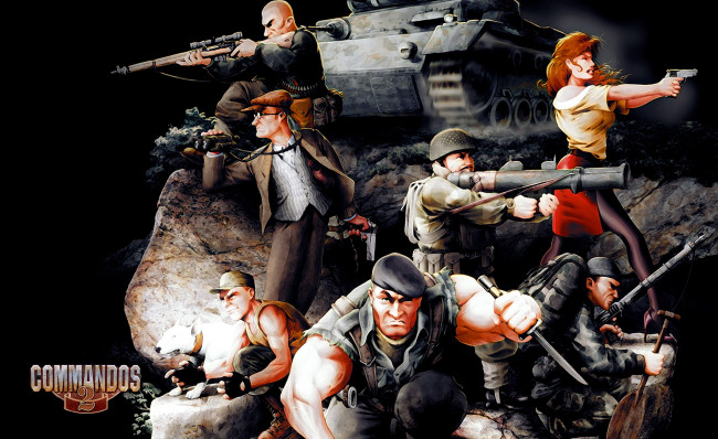 Обои картинки фото видео игры, commandos 2, танк, люди, оружие