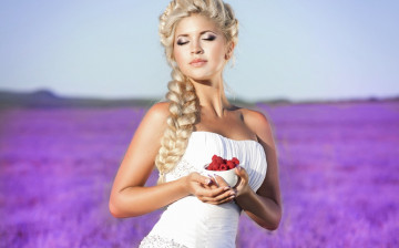 Картинка девушки -+блондинки +светловолосые поле блондинка коса малина