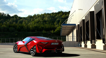 Картинка mercedes-benz+sxr+concept автомобили mercedes-benz мерседес красный здание лес площадка