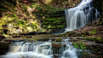Картинка waterfall+in+durham+county england природа водопады waterfall in durham county