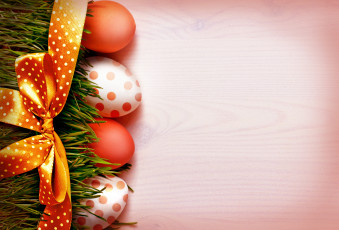 Картинка праздничные пасха трава easter праздник бант лента яйца