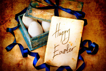 Картинка праздничные пасха лист яйца ящик easter праздник лента надпись бумага