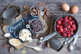 Картинка еда разное малина шоколад натюрморт яйца ягоды
