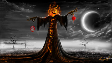 Картинка праздничные хэллоуин ночь тыква надпись halloween луна