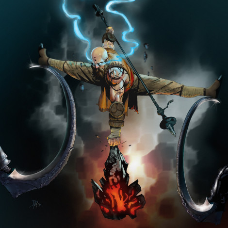 Обои картинки фото видео игры, diablo iii,  reaper of souls, серпы, арт, камень, акробат, человек