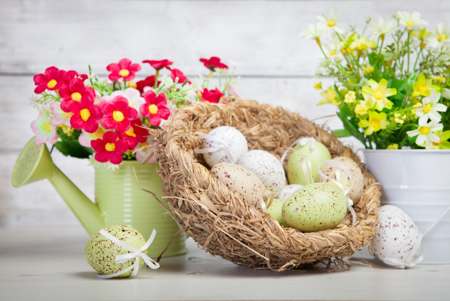 Обои картинки фото праздничные, пасха, цветы, яйца, праздник