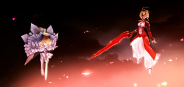 Картинка аниме fate stay+night saber alter мечи доспехи девушки lily extra