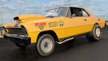 Картинка автомобили 3д желтый ss nova chevrolet 1966г