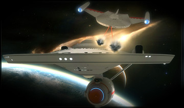 обоя видео игры, - star trek constellation, планета, вселенная, полет, космический, корабль