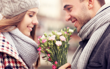 Картинка разное мужчина+женщина парень цветы улыбки девушка пара