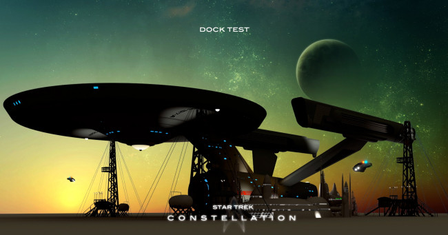 Обои картинки фото star trek constellation, видео игры, - star trek constellation, стартовая, площадка, космический, корабль