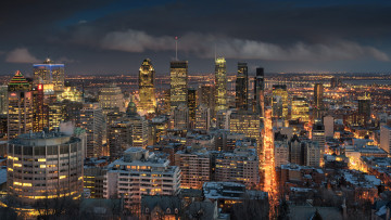 Картинка montreal города монреаль+ канада огни ночь