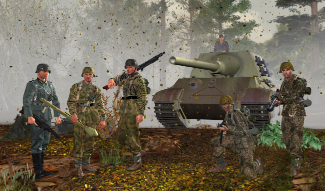 Обои картинки фото 3д графика, армия , military, танк, солдаты
