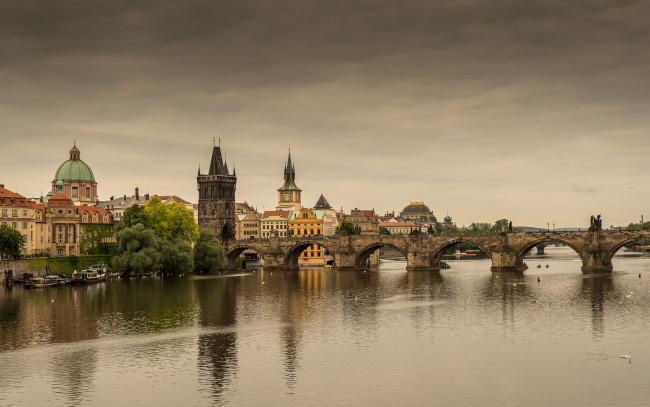 Обои картинки фото prague, города, прага , Чехия, мост, река